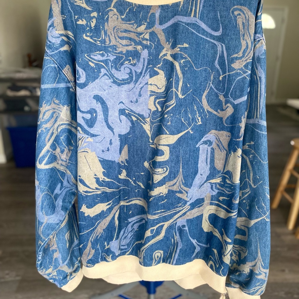 Abstract Blue and Cream Sweatshirt